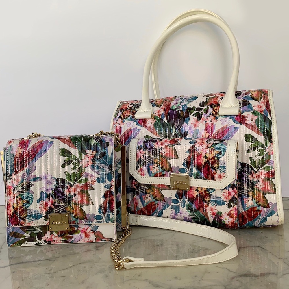Matching 2 Set Floral Large Handbag & Crossbody